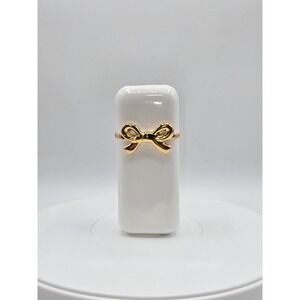 Vintage Bone China‎ White & Gold Bow Toothbrush Holder 5"